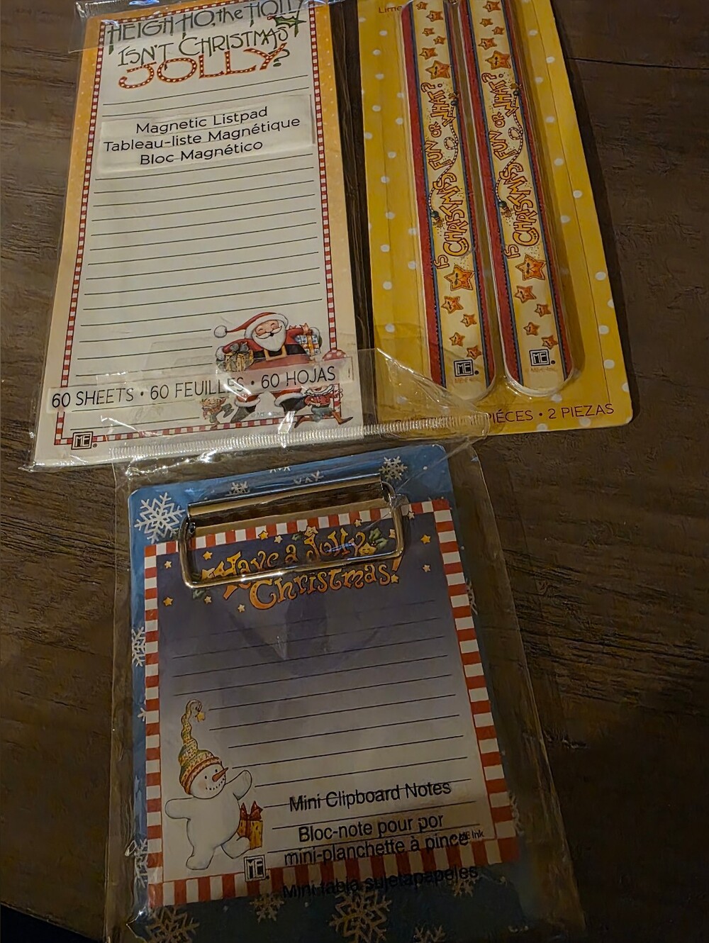 3 Piece Lot Mary Engelbreit Holiday Notepad & Mini Clipboard & 2 Emery Boards